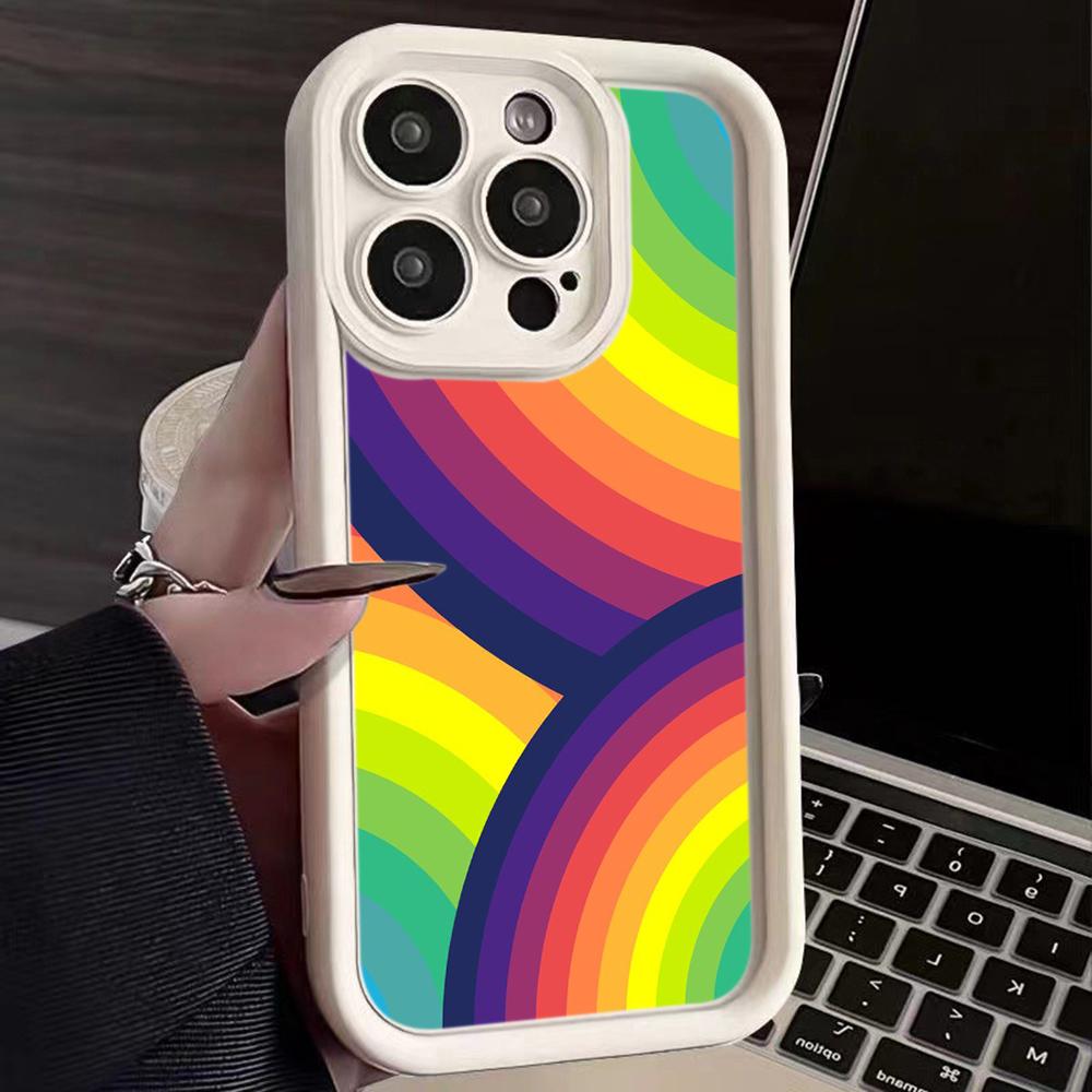 Ae93 Rainbow Art Design Protective Phone Cases for iPhone 13 14 15 Pro Max XR infinix Hot 40i 30i Tecno Camon 30 20 Pro Angel Eyes TPU Back Cover