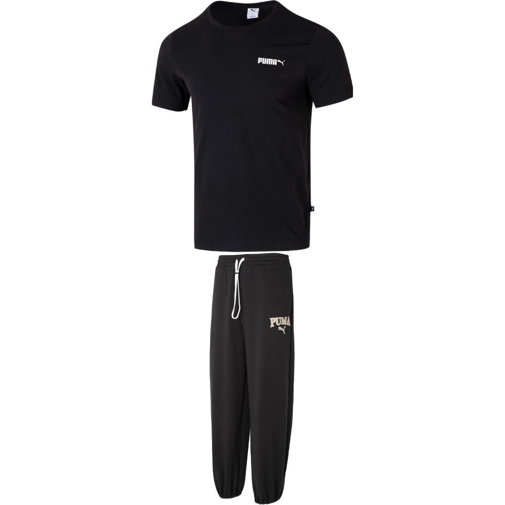 

Puma Удобный Дышащий С круглым вырезом Короткий рукав Спортивные штаны Зауженные Трикотажный Повседневный Спортивный костюм Мужской костюм 691340-01+682928-01 XL