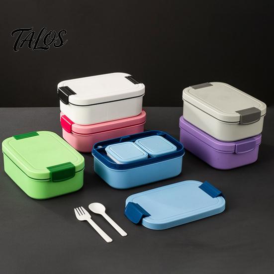 Scatola Multiuso per Conservazione in Cucina a Doppio Strato per Pranzo con Contenitore per Salsa e Stoviglie, Ermetica Impilabile per Alimenti Grande Capacità Bento per il Lavoro