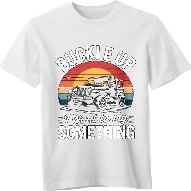 Classic Boys Summer tshirt Buckle Up I Want To Try Something Short Sleeve Street Wear Round Neck For Him Tee Shirt