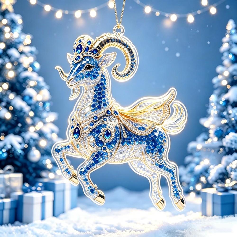 Shining Goat Hanging Ornament Set 2D Flat Christmas Tree Ornament New Keychain  Bag Charms