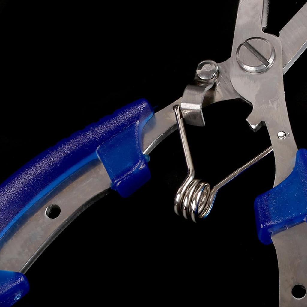 NUZAMAS Stainless Steel Fishing Pliers Blue Gear Curved Stainless Steel Fishing Pliers Crimper Line Cut Stainless Steel Fishing Pliers Fish Catcher