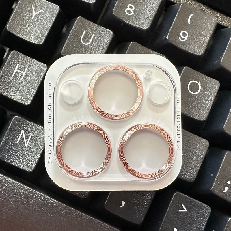 For iPhone 14 15 Pro Max / 14 15 Plus Rear Camera Lens Tempered Glass + Metal Protector Ring