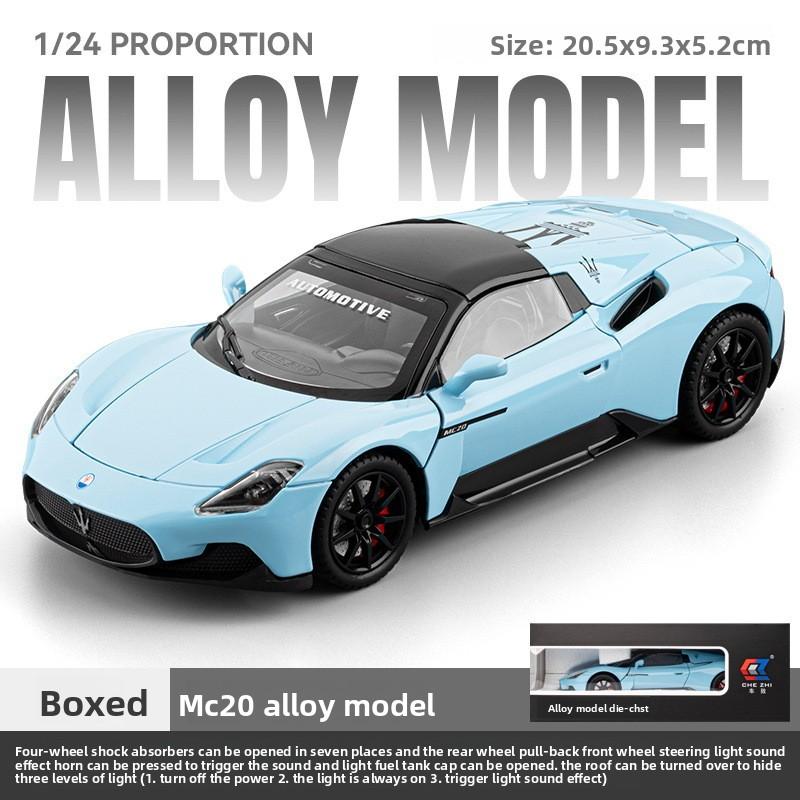 Druckgusslegierung 1:24 Maser MC20 Cabriolet-Supercar-Modell mit Sound und Licht, Rückziehmechanismus, Kinderspielzeug, Fahrzeugdekoration, Geschenk