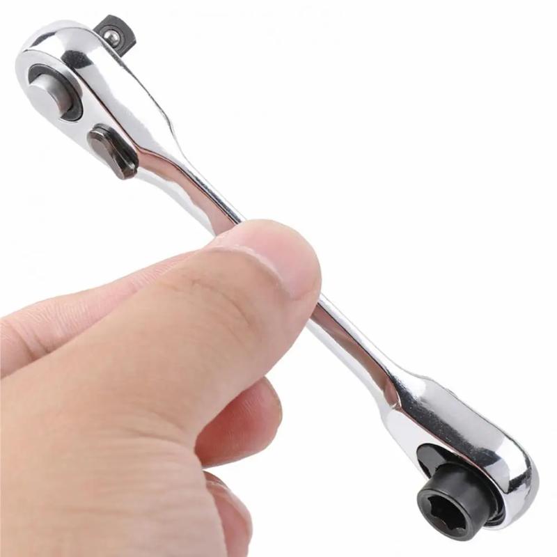 Mini 1/4 Inch Double Ended Quick Socket Ratchet Wrench Rod Screwdriver Bit Tool Contain 1 X Ratchet Handle Wrench Tool Parts