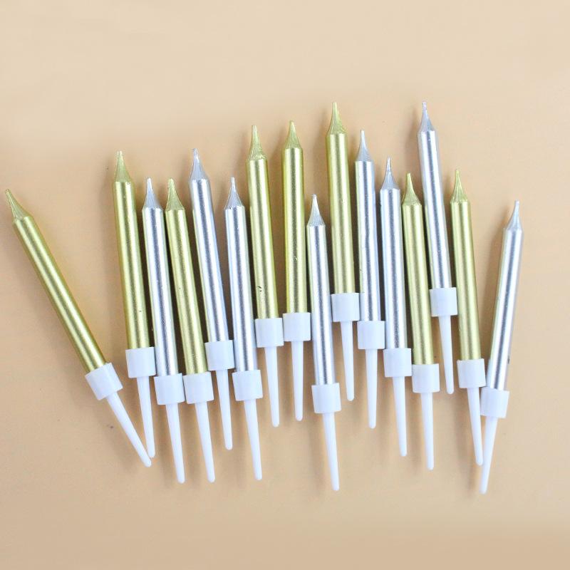 New Style Suction Card Pack of 8 Gold-plated Thick Candles, Creative Wedding Decoration, Adult Birthday Party Candles