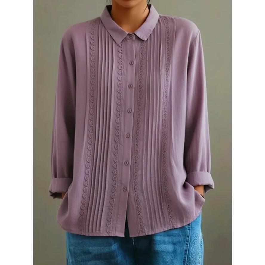 YYFS Women's Fashion Casual Spring Autumn Solid Color Print Long Sleeve POLO Neck Blouses & Shirts