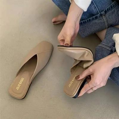 Fashion Sandals Female Slippers Women Fashion Flat Casual Mules Square Toe Sandals Women Flat Outdoor Walking Slides Zapatillas