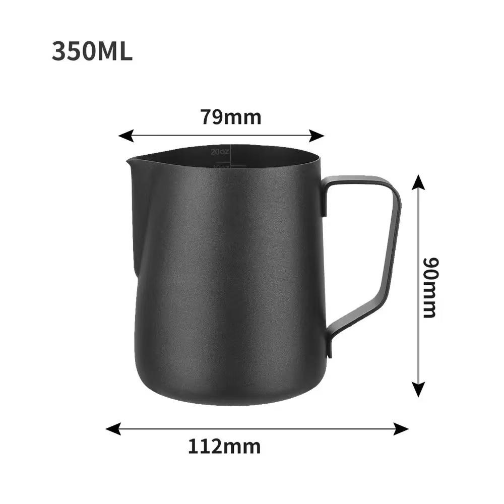 

Thick Black 350/600ml Latte Art Cup Spout Measuring Cup Milk Frothing Cup Coffee Steaming Pitcher for Barista Coffee Shop Tools 350ml