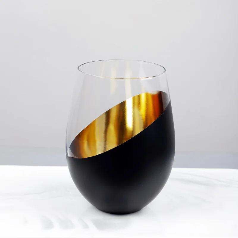 Modern Copper Wine Glasses Leadfree Crystal Rose Gold Unique Stemless Drinking Gass Cup Unbreakable Stemless Tumbler Glasses