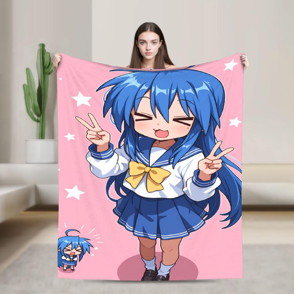 Konata izumi L-Lucky S-Star Throw Blanket Super Soft Trend Blankets For Living Room Travel Office Flannel Bedspread Bed Cover