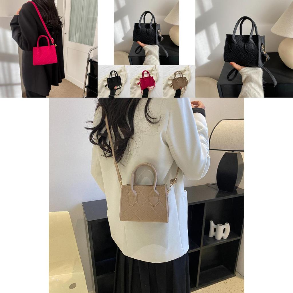 Chic Minimalist Felt Crossbody Bag Elegant Square Shape For Casual And Commuter Use