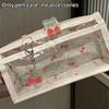 Sweet Cherry Transparent Pencil Case Large Capacity Student Stationery Zipper Pen Bag School Supplies Makeup Storage Bag
