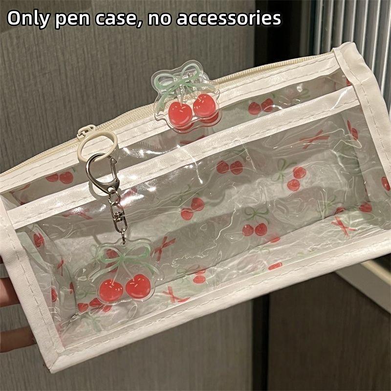 

Sweet Cherry Transparent Pencil Case Large Capacity Student Stationery Zipper Pen Bag School Supplies Makeup Storage Bag белый