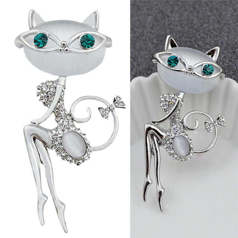 Opal   Little Cat Brooch Pin Animal Cute Sexy Jewelry