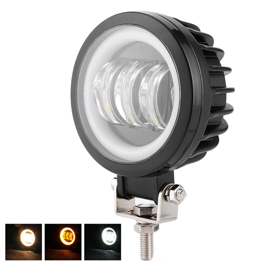 LED Arbeitsleuchte 6000K 30W Wasserdicht Runde Angel Eyes Lampe für Auto ATV Boot Offroad-Fahrzeug(Bernsteinfarbenes Licht )