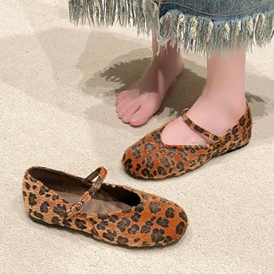 Leoparden Ballerinas Fell Damen Mary Janes Schuhe Marke Herbst Neu Freizeitschuhe 2025 Trend Ballerinas Modedesigner Zapatos Mujer