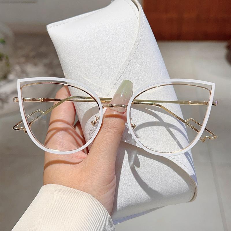 Trend Cat Eye Glasses Woman European American Stylish Eyeglasses Frame Women'S Anti Blue Light Glasses Computer Eyeglass