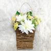 Spring Front Door Decor Dahlia Peony Flowers Basket Spring Welcome Sign Porch Farmhouse Artificial Flowers Wedding Home Decor