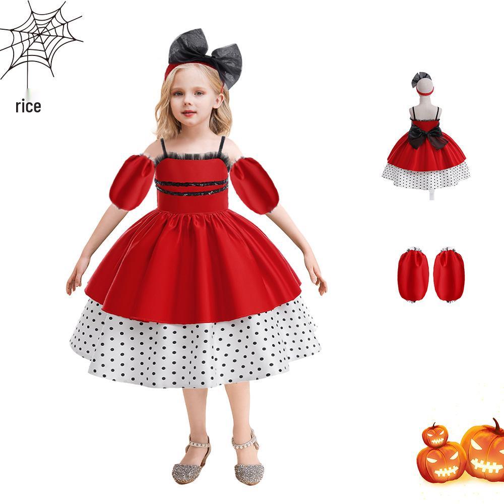 Kids' Halloween Witch Cosplay Cartoon Print Dress
