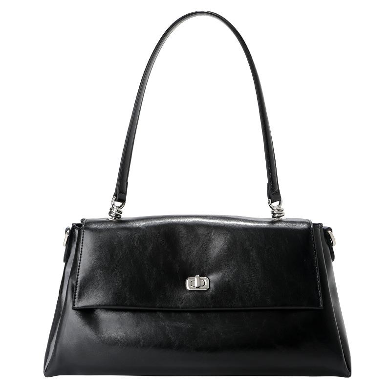 

Leather Tote Bag Women Fashionable Shoulder Large Capacity Cowhide Crossbody Casual High-end Minimalist 36x13x18cm чёрный