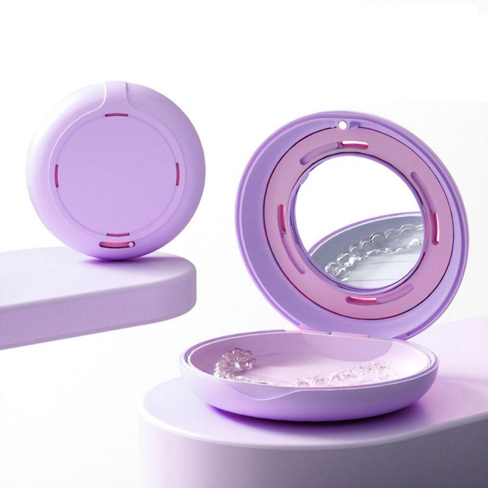 Magnetic Closure Retainer Case With Mirror Cleaning Tooth False Teeth Box  Tooth Care Tool
