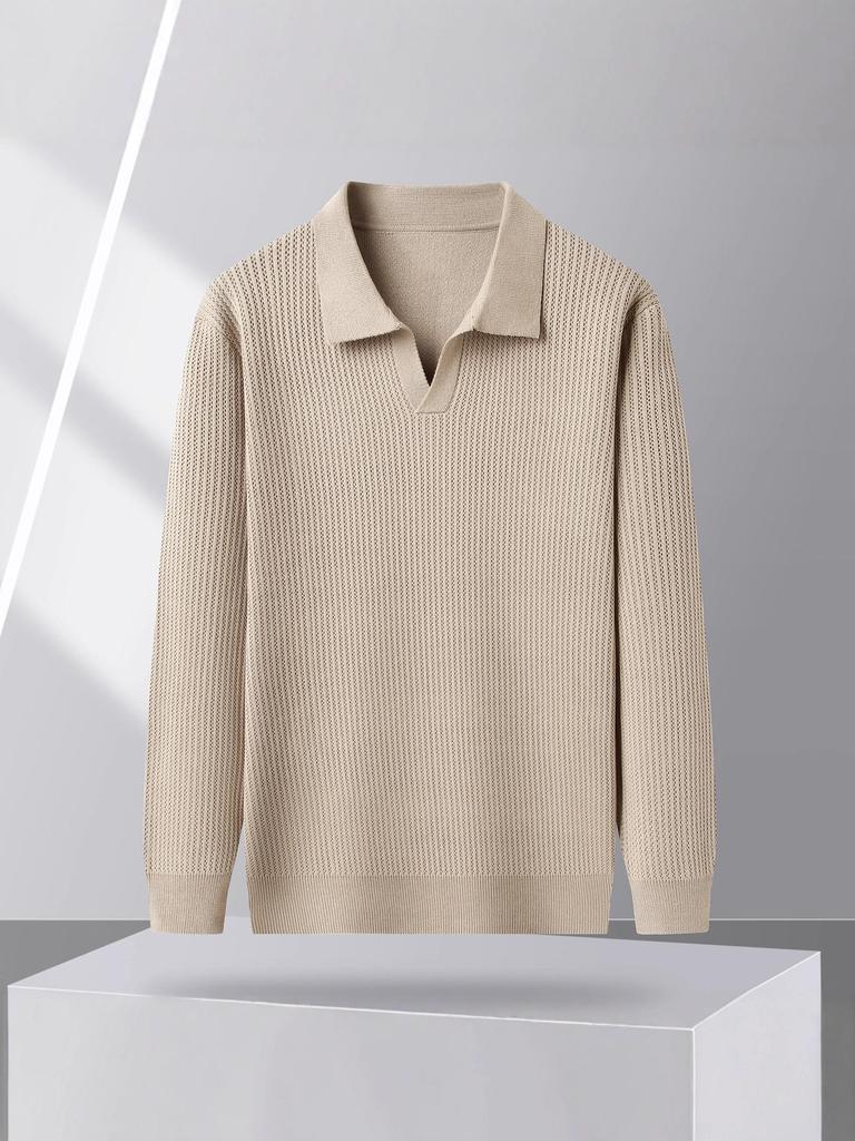 Men's V-Neck Knit Sweater - Autumn/Winter Korean Style, Youthful, Comfortable, Loose Fit Polo Top
