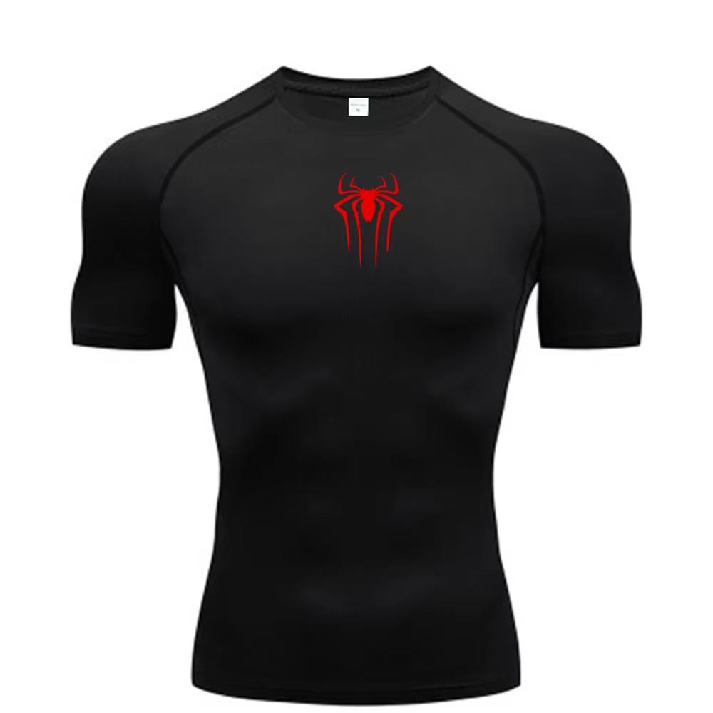 New Compression Shirt Men Fitness Gym  Sport Running spider print T-Shirt Quick Dry Short Sleeve T-Shirt For Men