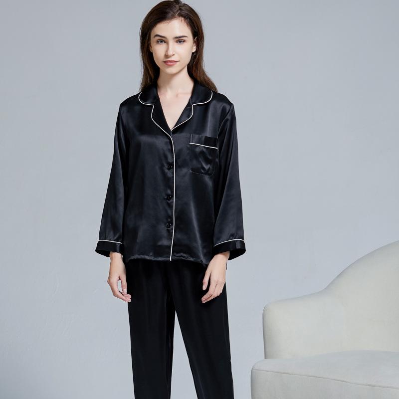 Women's Silk Pajama Set: Long Sleeve Two-Piece, 100% Mulberry Silk, Versatile for Home or Outdoors, Spring/Summer Style