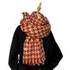 Scarf Korean Style Atmosphere Houndstooth Scarf for Women Winter Korean Style Versatile Warm Student High Looking Hong Kong Style Scarf