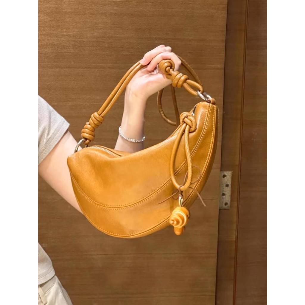 Ielgy Korean Version Croissant Bag Niche Soft Leather All-Match One-Shoulder Messenger Half-Moon Bag
