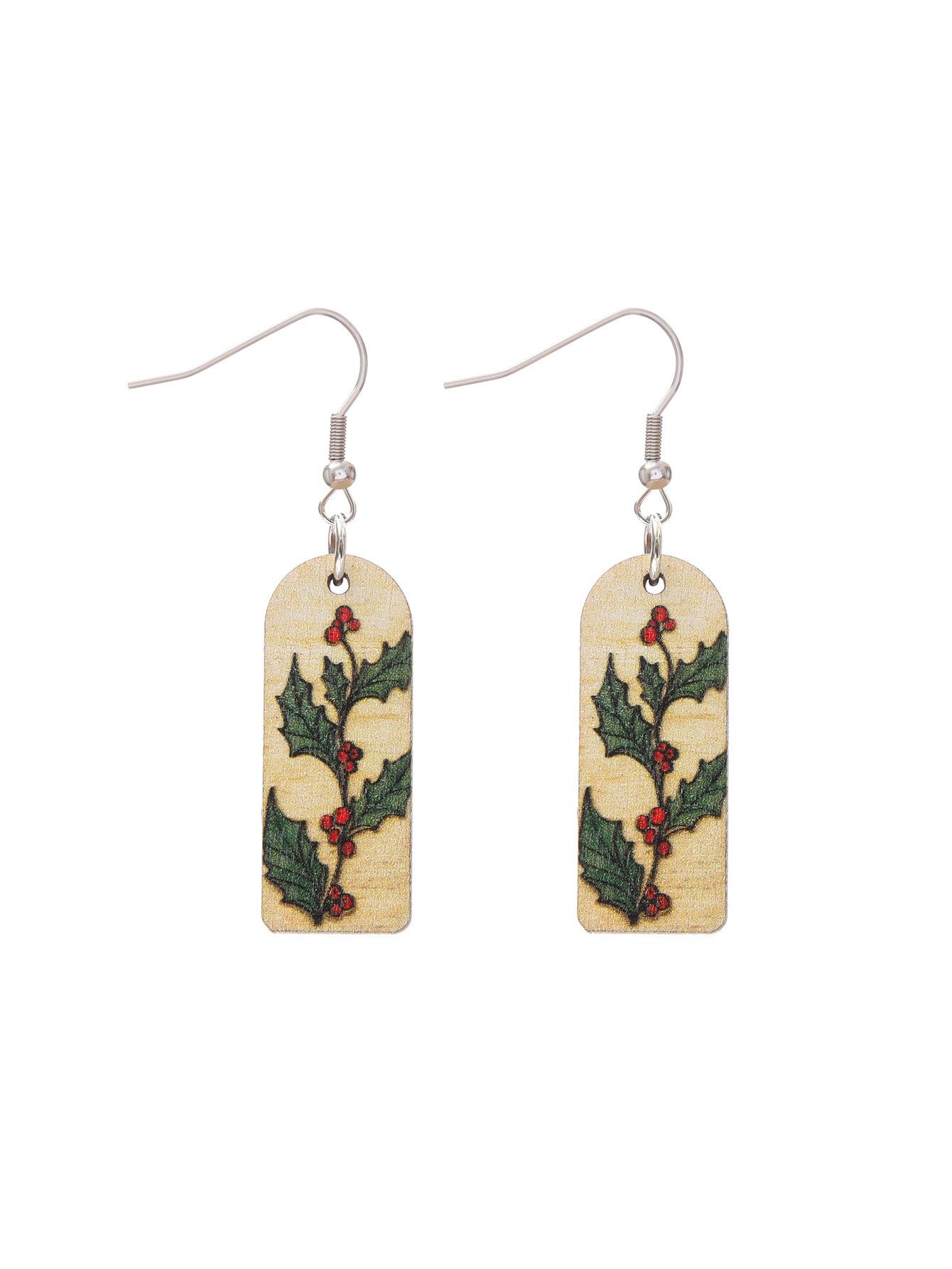 

Christmas Party Cute Scarf Snowman Christmas Tree Cartoon Wooden Earrings Simple Personalized Earrings