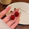A Pair of Red Pearl Earrings, Femininity Stud Earrings, and New Year's Festive Earrings.