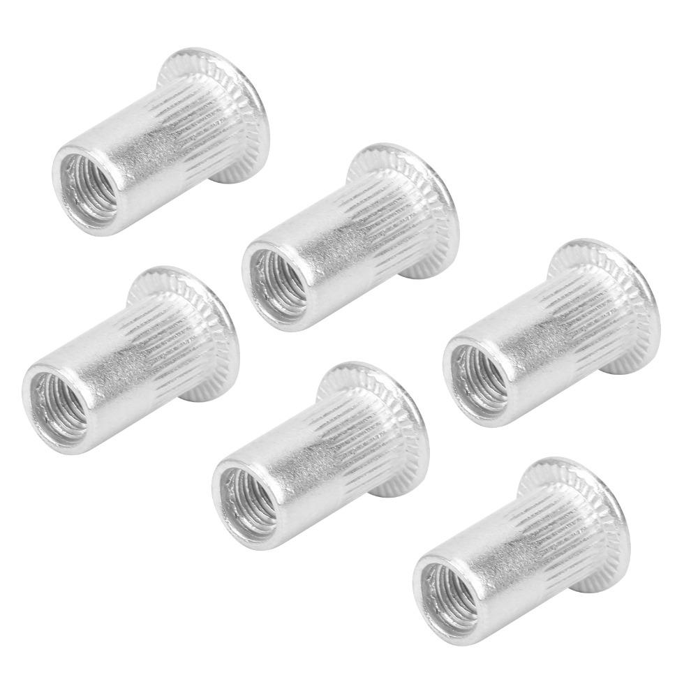 50pcs Knurled Design Threaded Insert Nuts Flat Head Rivet Nut Inserts  Industrial Use