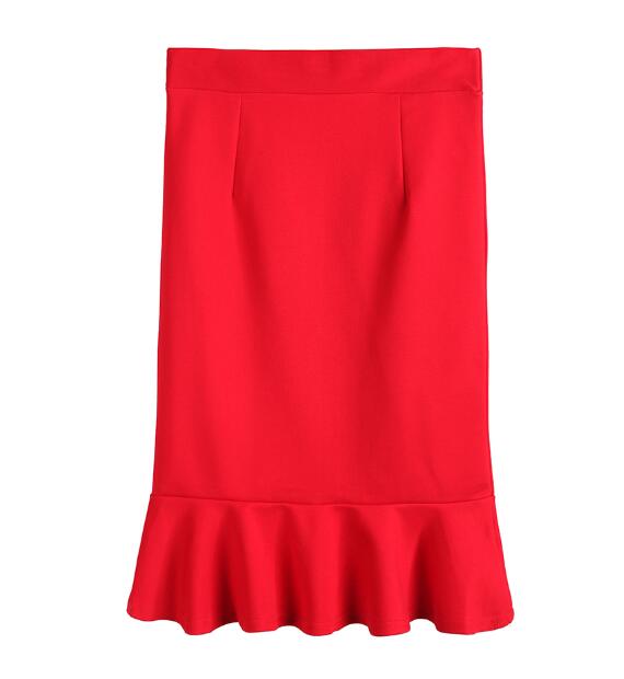 Female New Lotus Leaf Pack Hip Fish Skirt High Waist Sexy Stretch One Step Skirt Plus Size
