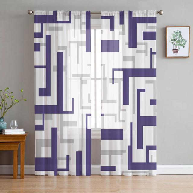 Kunst Geometrie Gelb Grau Gardinen Für Wohnzimmer Gedruckt Tüll Fenster Vorhang Luxus Hause Balkon Dekor Vorhänge