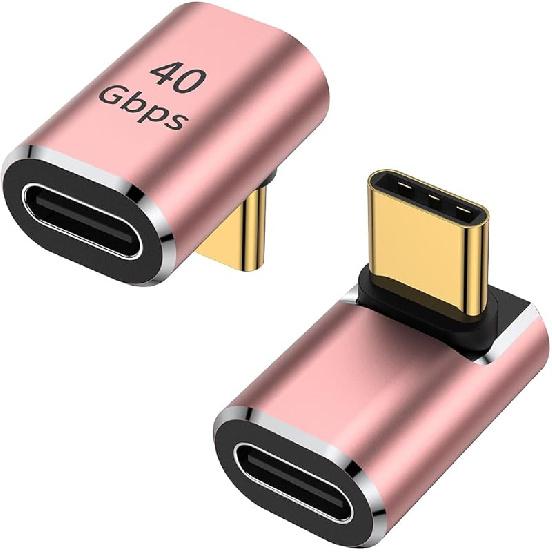 AuviPal USB C 90 Degree Adapter (2 Pack), Up and Down Right Angle L Shape USB Type C Male to Female Connector for Steam Deck, ROG Ally, MacBook,