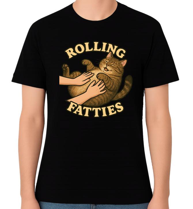 Rolling Fatties Funny Cat Lover Unisex Graphic T-Shirt Cute Humour Tee S разноцветный