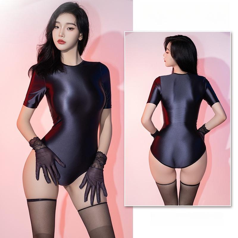 Damen Sexy Badeanzug Eng Hoch Elastisch Öl Seidig Hoch Elastisch Ultra-Dünn Sexy Bademode Nachtclub Kleidung Durchsichtige Unterwäsche