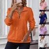 2026 Autumn/Winter Women's Casual Lapel Zipper Long Sleeve Pocket Hoodie
