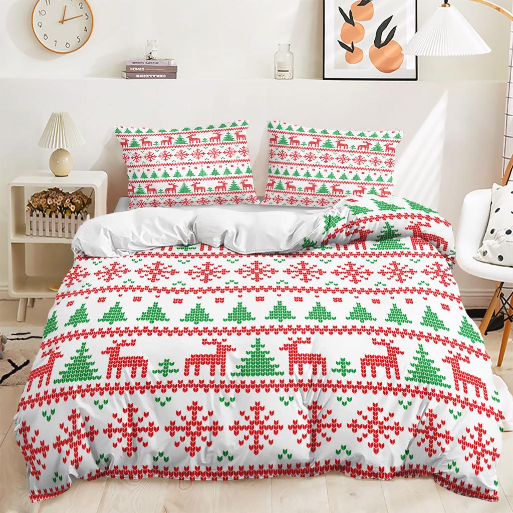 Bed Three-Piece Christmas Quilt Cover 3D Digital Printing Kit Pillowcase