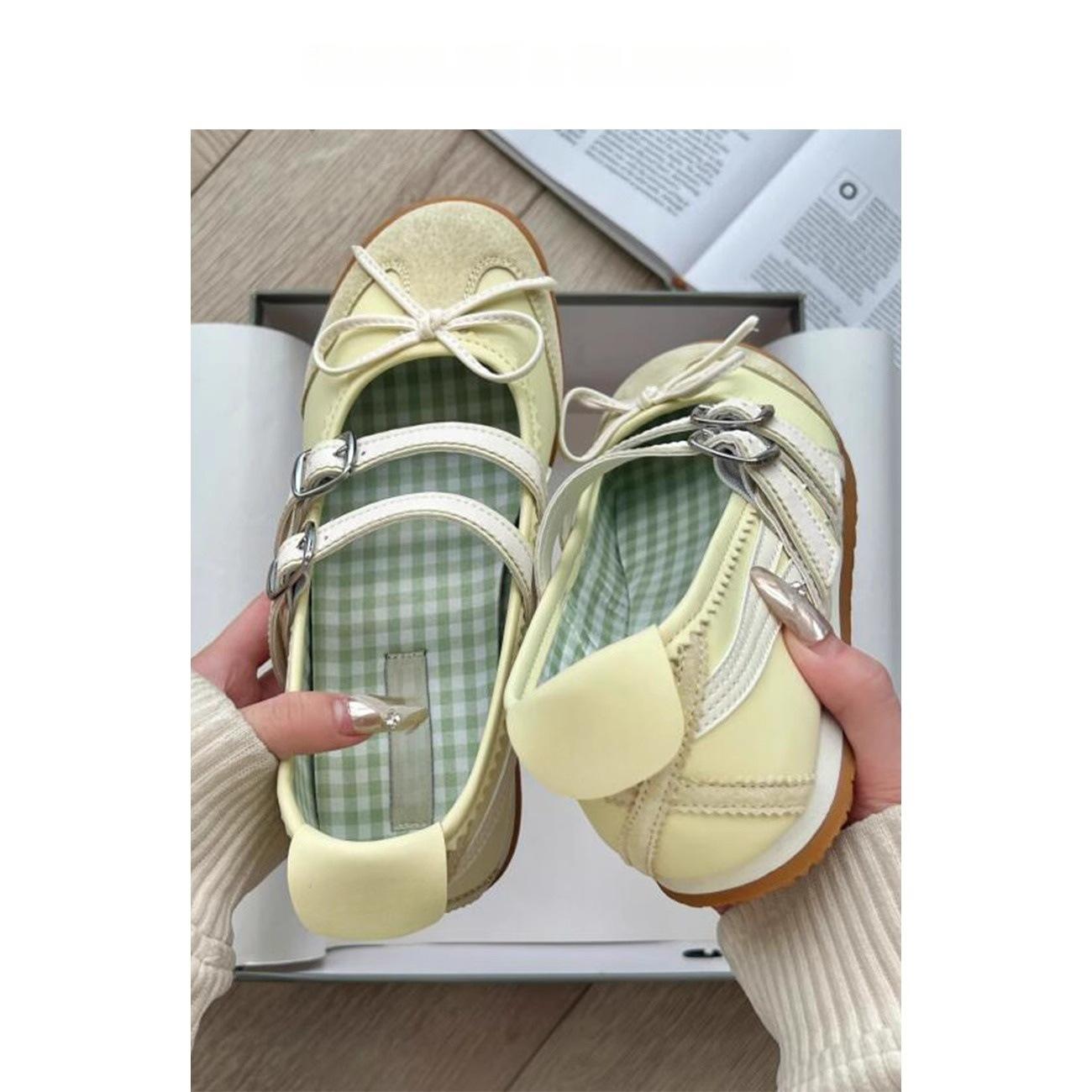 

Cowhide version~ Retro Mary Jane single shoes women s spring 2025 new soft-soled comfortable ballet flats tide 35 жёлтый