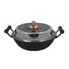 Wok en fonte YUZUN 32 cm à double manche avec couvercle visible