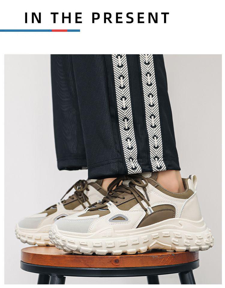 New Hong Kong Style Breathable Men's Fashion Sports Shoes: Thick-Soled, Non-Slip, Wear-Resistant Dad Sneakers