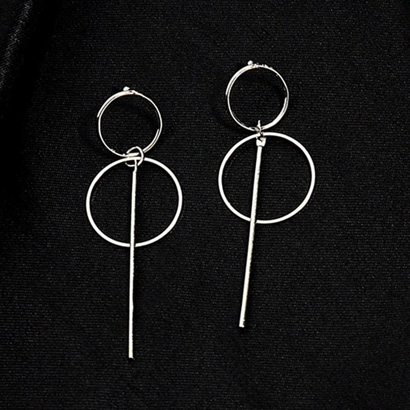 Metal Tassel Earrings for Women Long Circle Dangle Earrings Geometric Round Drop Earrings Brief Jewelry pendientes
