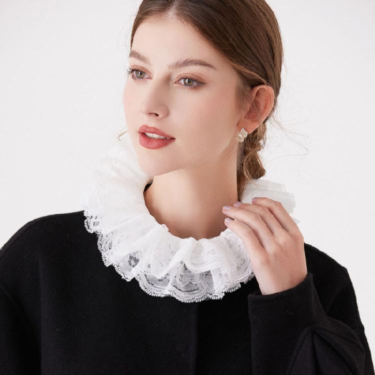 Delicate Double Layer Lace Detachable Collar And Removable False Sleeve Set For Blouses Dresses Adjustable Tie Design