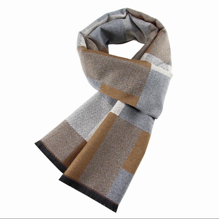 Winter 2026 Men's Fashion Jacquard Plush Scarf - Versatile Imitation Wool Plaid Neck Gaiter.