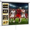 Projector Screen 171 X 128 Cm, 84 Inches, 4:3, HD 4K, Plastic and Metal, Home Cinema