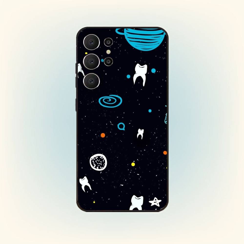 Cartoon T-Teeth D-Dentist Phone Case For Samsung S26,S25,S24,S21,S22,S23,S30,Ultra,S20,FE,Lite,10,9,Black Cover Samsung S21lite