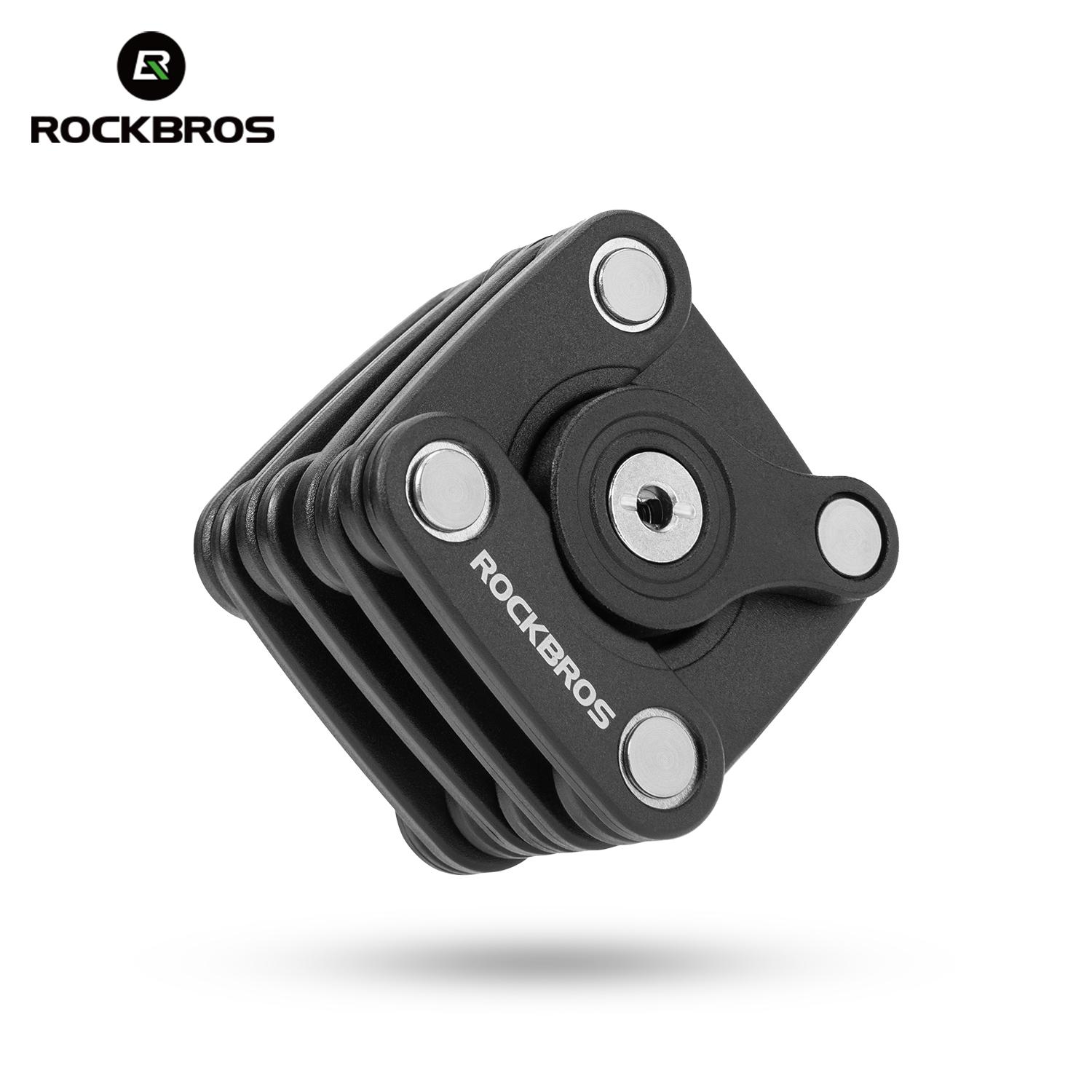 ROCKBROS Foldable Bicycle Lock Security Anti-theft Cycling Lock MTB Road Bike Thickened Cycling Chain Lock Rustproof Bike Lock